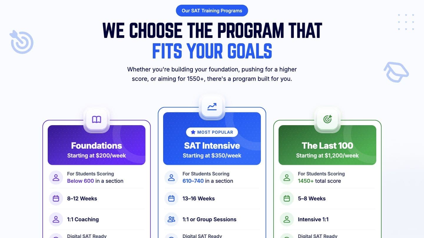 Program plans matched to each student's starting score